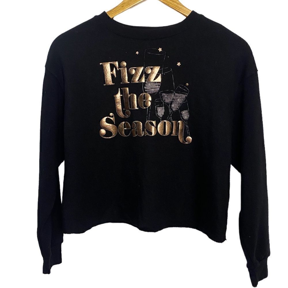 BP Fizz The Season Crewneck Long Sleeve Sweatshirt Black XS